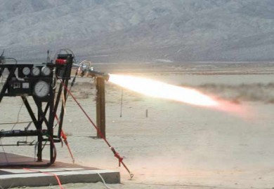 Gimbal rocket test firing