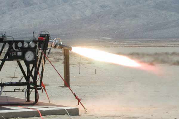 Gimbal rocket test firing